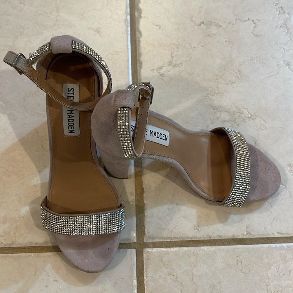 Steve Madden suede heels with rhinestone straps size 7